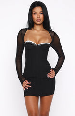 Get Into It Long Sleeve Mini Dress Black