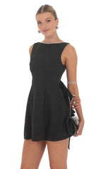 Attachable Rhinestone Fishtail Dress in Black