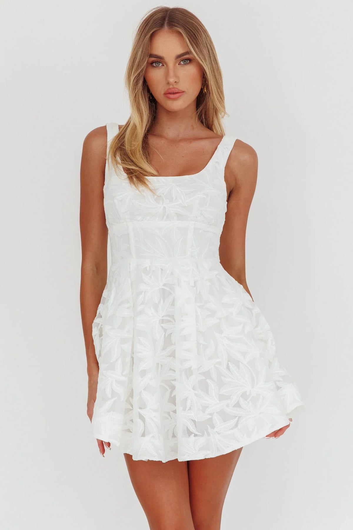 Miley Embroidered A-Line Mini Dress White