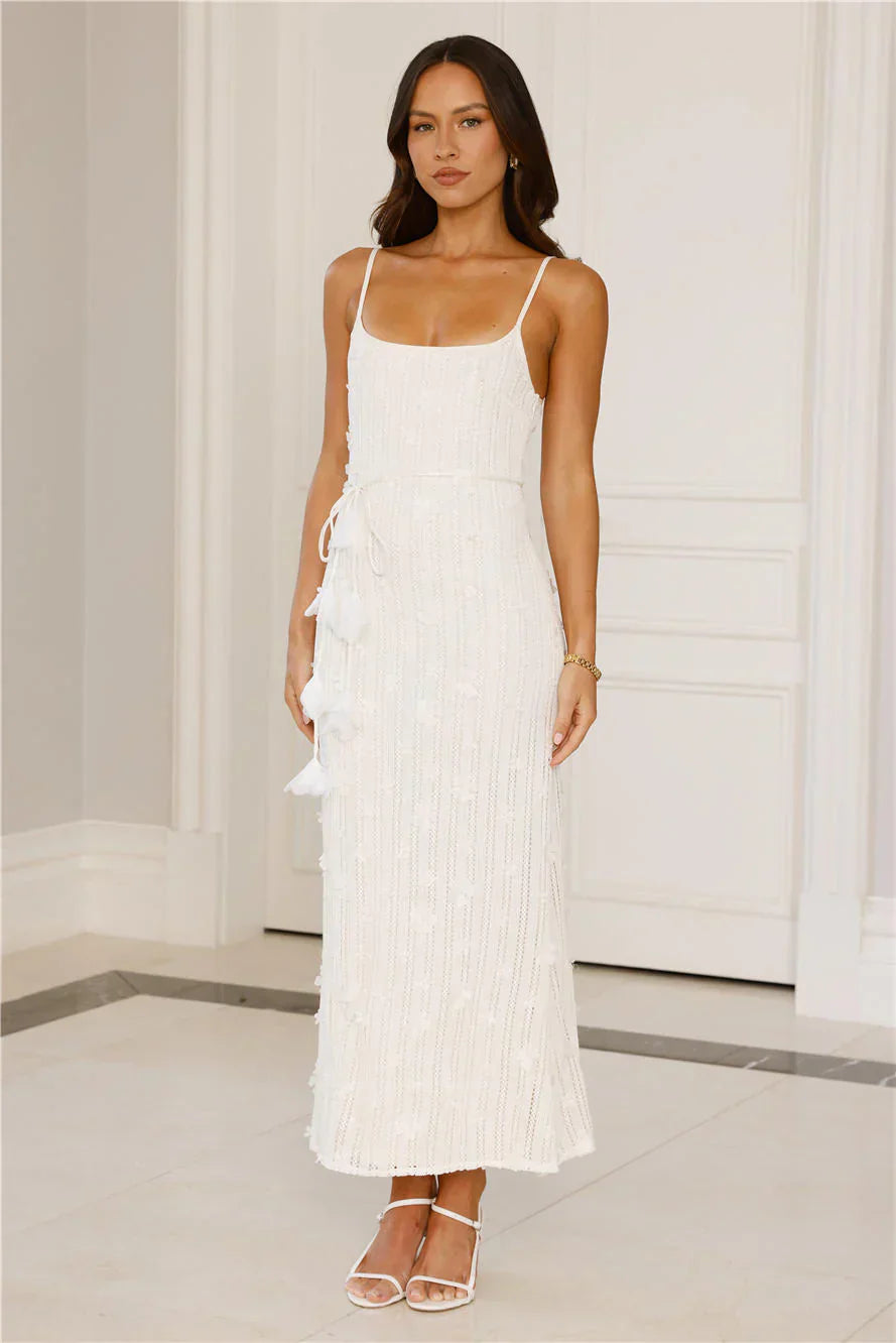 Delicately Divine Knit Maxi Dress Cream