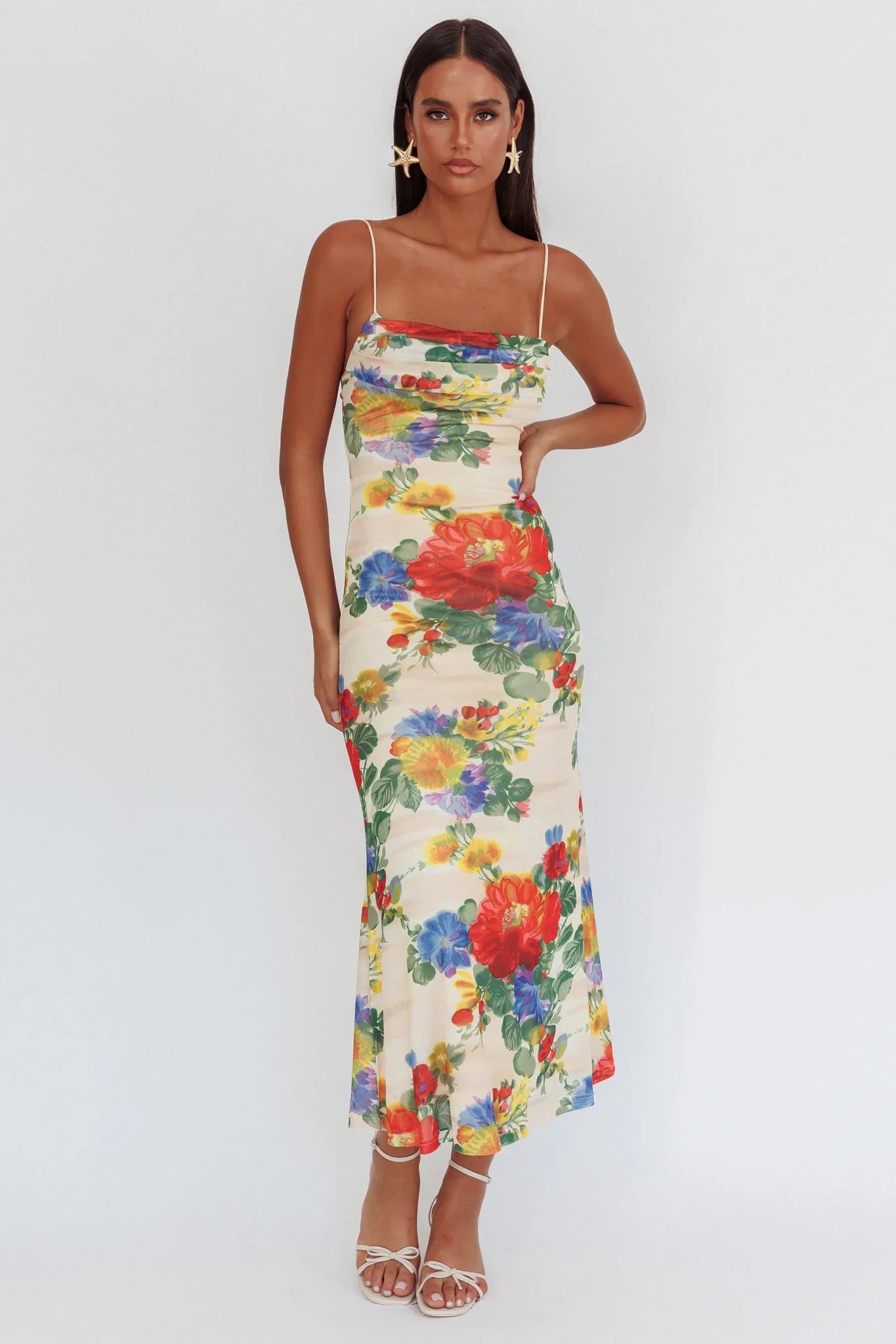 Days Ahead Mesh Overlay Maxi Dress Floral Pink